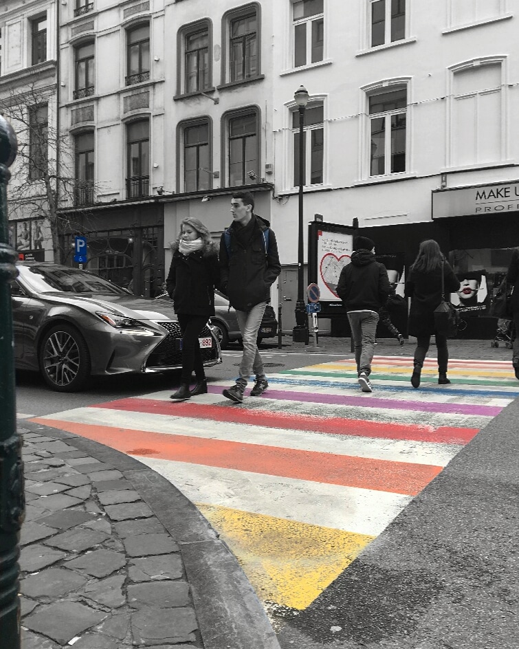 Loving to Win or Hating to Lose - Brussels Rainbow Crosswalk